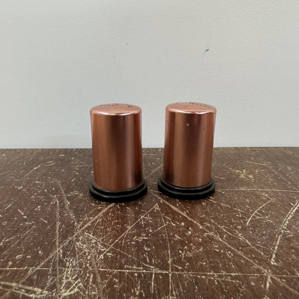 Vintage Copper Tone Salt and Pepper Shakers Set Made in‎ USA Kitchen Table Decor